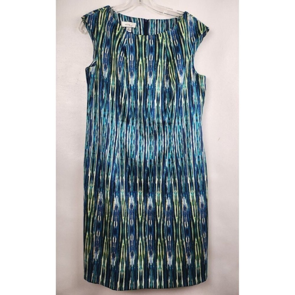 Alyx Limited Blue Watercolor Sleeveless Knee Length Shift Dress Size 12